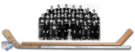Toronto Maple Leafs 1960s Stanley Cup Dynasty Reunion Team-Signed Stick & 1967-68 Souvenir Stick