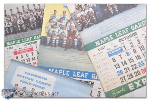 Toronto Maple Leafs 1940s & 1950s Maple Leaf Gardens Calendar Collection of 9