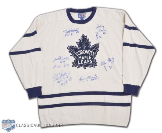 Toronto Maple Leafs Wool Jersey Autographed by 6 Legends