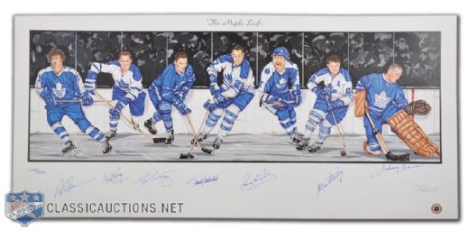 Maple Leafs Limited Edition Lithograph Autographed by 7 HOFers