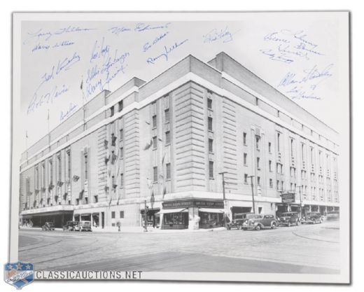 Maple Leaf Gardens Photo Autographed by 16 Former Leafs