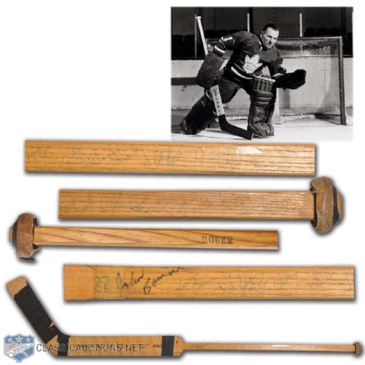 Johnny Bowers 1966-67 Toronto Maple Leafs Game-Used Stick Autographed by Sawchuk, <br>Horton & 14 Others