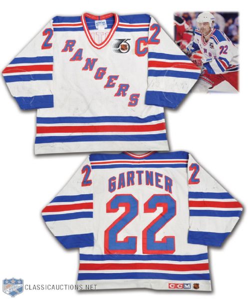 Mike Gartners 1991-92 New York Rangers Game-Worn Jersey - Photo-Matched!