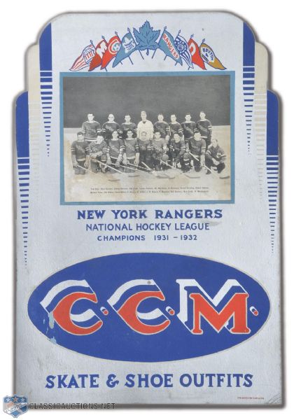 CCM Advertising Display Featuring the 1931-32 New York Rangers