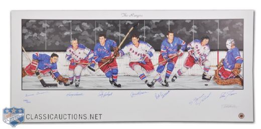 New York Rangers Limited Edition Lithograph Autographed by 7 HOFers