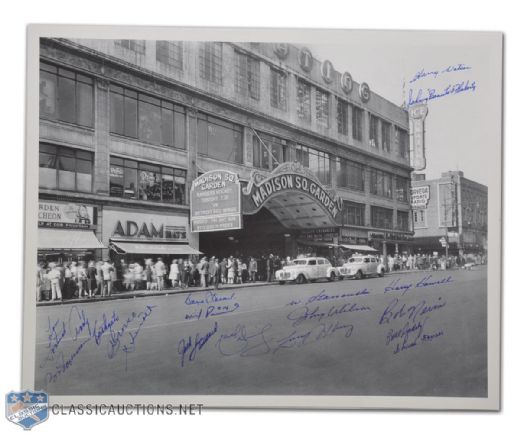 Madison Square Garden Photograph Autographed by 17 Rangers