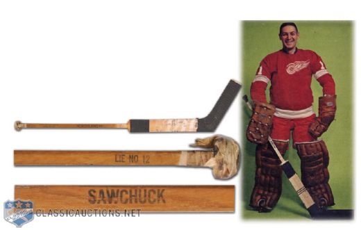 Terry Sawchuks Early-1960s Detroit Red Wings Game-Used Northland Stick