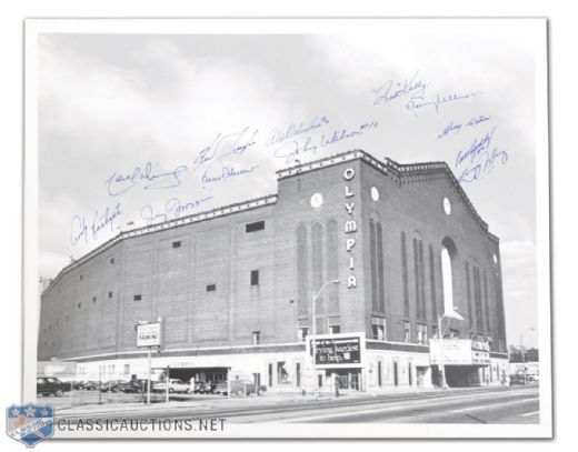 Detroit Olympia Photo Autographed by 12 Former Red Wings