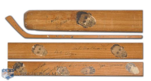Boston Bruins 1931-32 Team-Signed Stick by 10, Including Shore, Clapper & Thompson