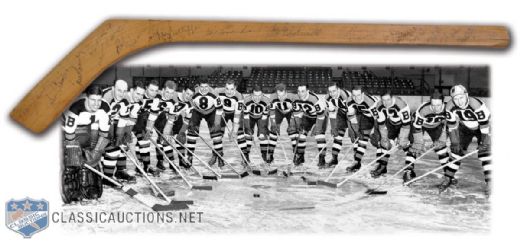 Boston Bruins 1938-39 Stanley Cup Champions Team-Signed Mini Stick