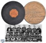 Chicago Black Hawks 1948-49 Team-Signed Puck with Conachers, Mosienko, Henry & Bentley