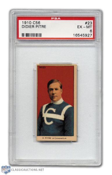 1910-11 Imperial Tobacco C56 #23 HOFer Didier Pitre RC - Graded PSA 6