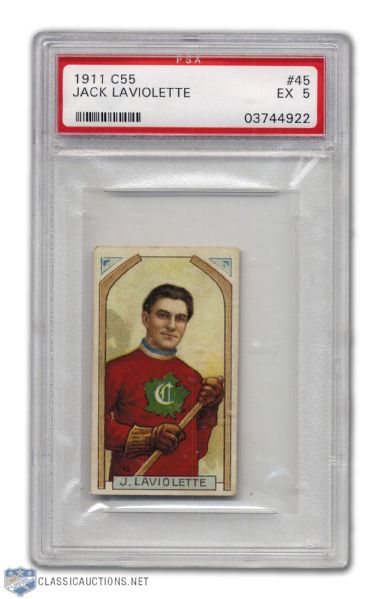 1911-12 Imperial Tobacco C55 #45 HOFer Jack Laviolette - Graded PSA 5