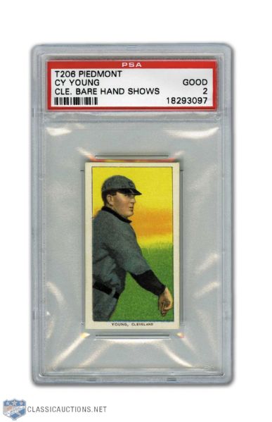 T206 Piedmont Cy Young (Bare Hand Shows) - Graded PSA 2
