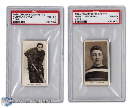1924-25 Champs Cigarettes C144 Fred Hitchman & Norman Fowler Both Graded PSA 4