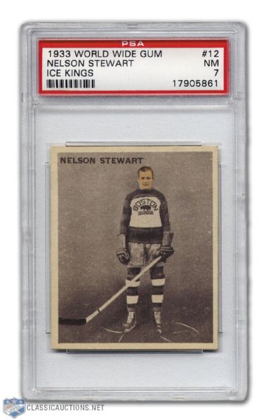 1933-34 World Wide Gum Ice Kings V357 #12 - HOFer Nels Stewart RC Graded PSA 7