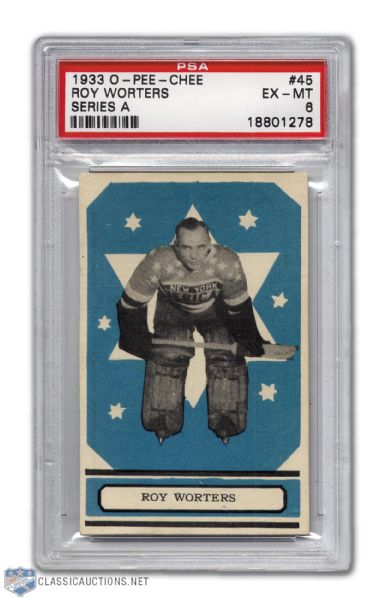 1933-34 O-Pee-Chee #45 Roy Worters RC - Graded PSA 6