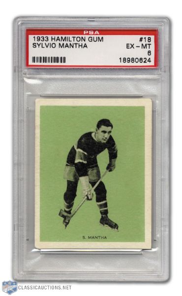 1933-34 Hamilton Gum #18 Sylvio Mantha - Graded PSA 6