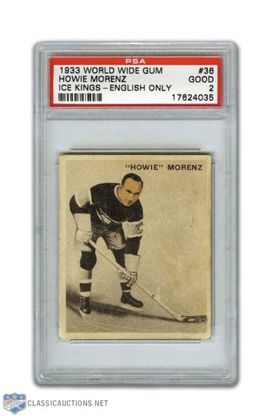 1933-34 World Wide Gum Ice Kings #36 Howie Morenz English Only PSA 2