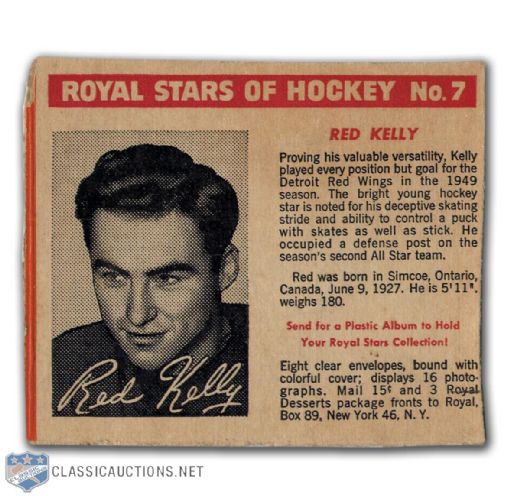 1950-52 Royal Desserts #7 Red Kelly Card