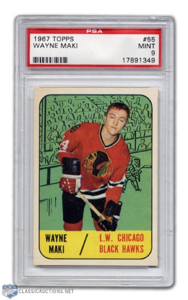 1967-68 Topps #55 - Wayne Maki RC - Graded PSA 9 - None Graded Higher