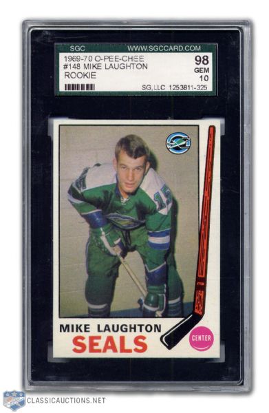 1969-70 O-Pee-Chee #148 - Mike Laughton RC - Graded SGC 98 Gem Mint 10