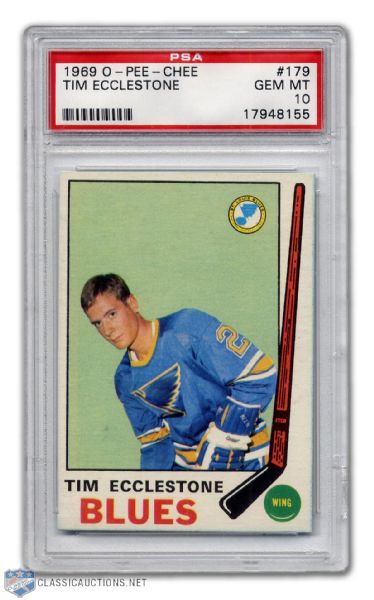 1969-70 O-Pee-Chee #179 - Tim Ecclestone - Graded PSA 10 - None Graded Higher!