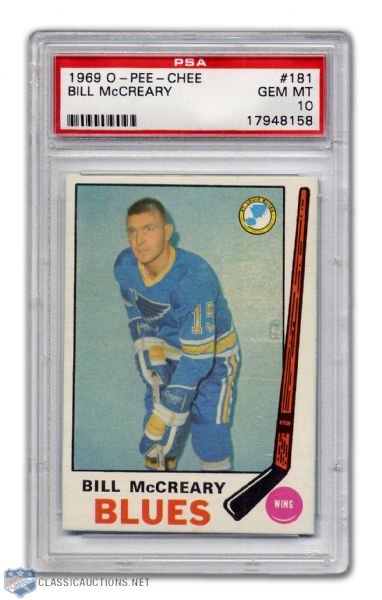 1969-70 O-Pee-Chee #181 - Bill McCreary - Graded PSA 10 - None Graded Higher!