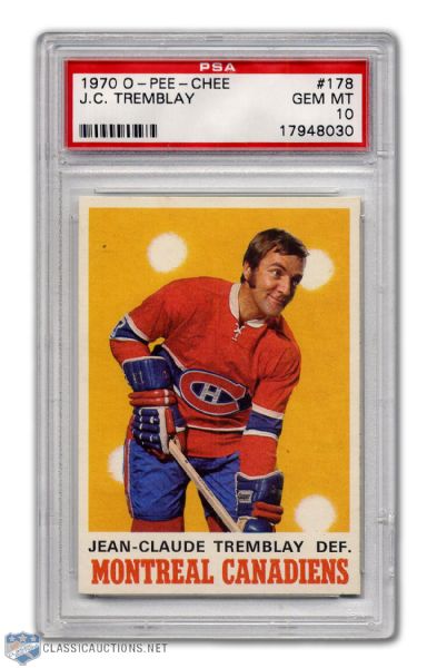 1970-71 O-Pee-Chee #178 - J.C. Tremblay - Graded PSA 10 - None Graded Higher!