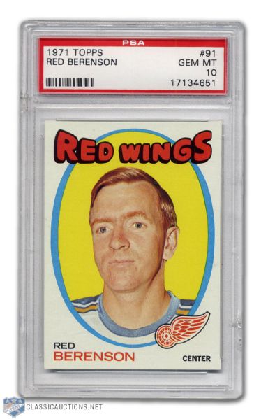 1971-72 Topps #91 - Red Berenson - Graded PSA 10 - None Graded Higher!