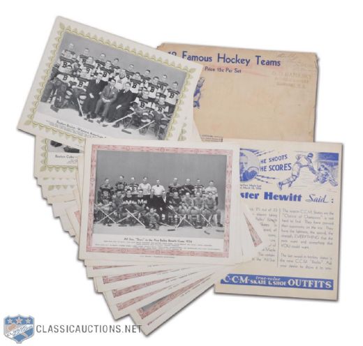 1933-34 CCM Team Picture Complete Set (12) & 1934-35 CCM Team Picture Near Set (8/10)