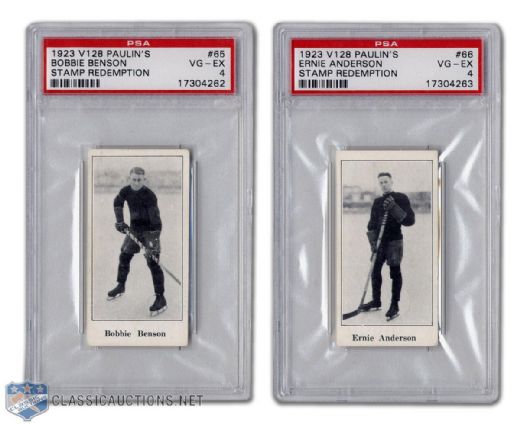 1924-26 Paulins Candy V128 - #65 Benson & #66 Anderson - Both Graded PSA 4