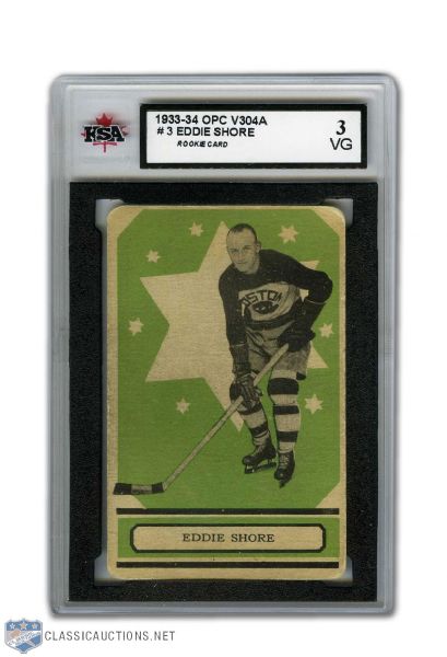 1933-34 O-Pee-Chee #3 - Eddie Shore RC Graded KSA 3