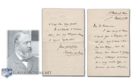1888 Lord Stanley "Stanley of Preston" Signed Letter