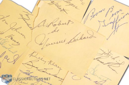 Montreal Canadiens 1952-53 Stanley Cup Champions Team-Signed Sheets by 19, Including 8 HOFers!
