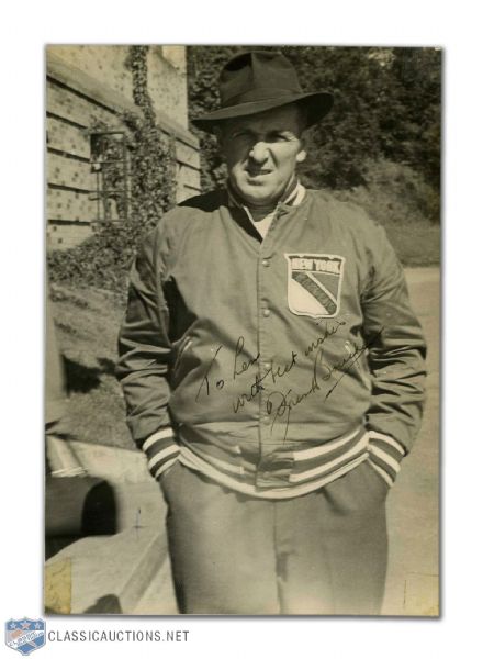HOFer Frank Bouchers New York Rangers Autographed Photo (4 3/8" x 6 3/8")