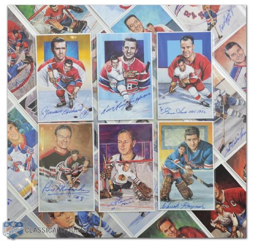 1992-96 Legends of Hockey 90-Postcard Set with 44 Signed