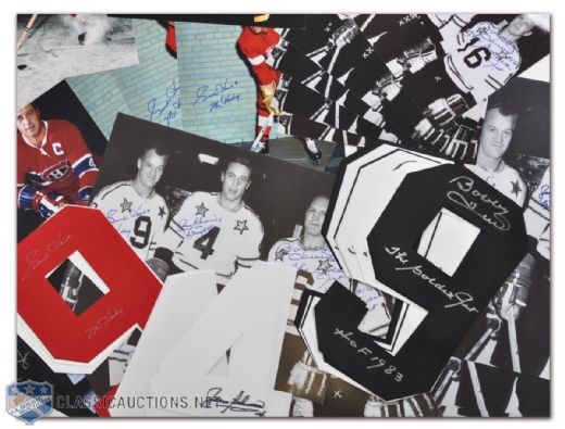 Gordie Howe, Jean Beliveau & Bobby Hull Signed & Multi-Signed Photo and Numbers Collection of 60