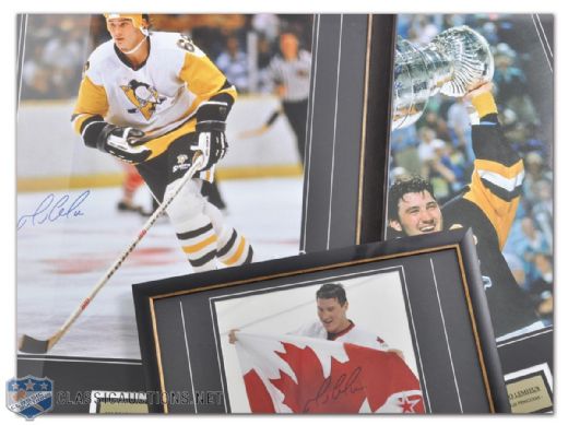 Mario Lemieux Signed Framed Photo Collection of 3