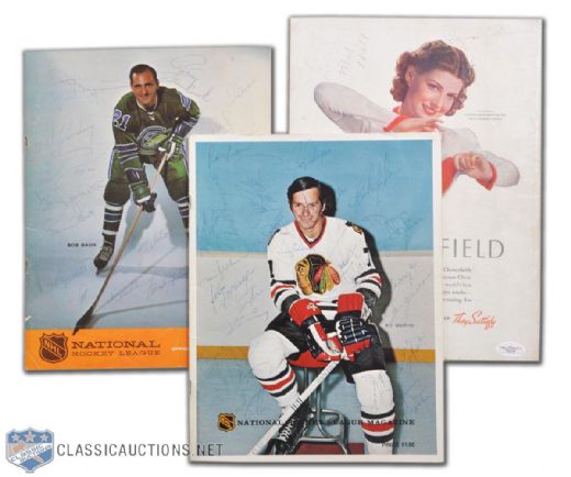 1939-40 Boston Bruins, 67-68 Red Wings & 72-73 Maple Leafs Mult-Signed Programs