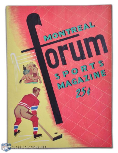 Montreal Canadiens & Toronto Maple Leafs 1955-56 Multi-Signed Montreal Forum Program, Featuring Henri Richards Autograph From His NHL Debut!
