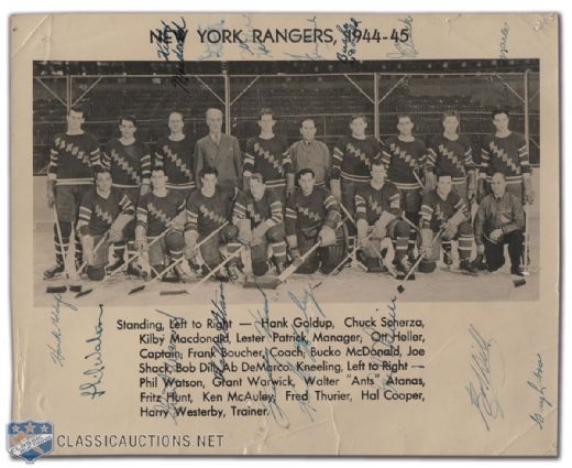 New York Rangers 1944-45 Team-Signed Photo with Lester Patrick