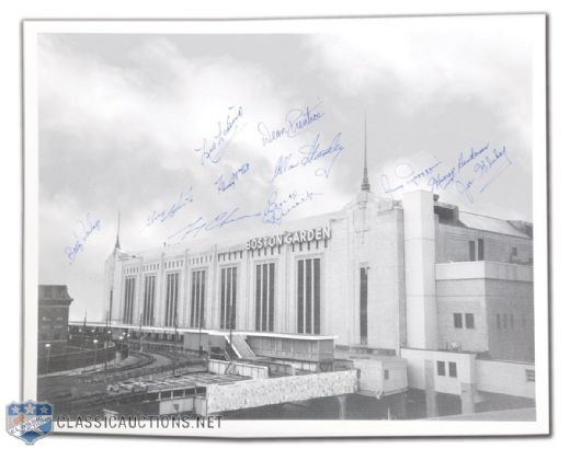 Boston Garden Photo Autographed by 11 Former Bruins