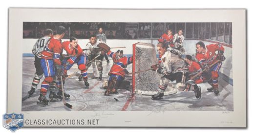 Henri Richard and Stan Mikita Signed "The Final Seconds" Les Tait LE Lithographs Collection of 2 (17 1/2" x 35")
