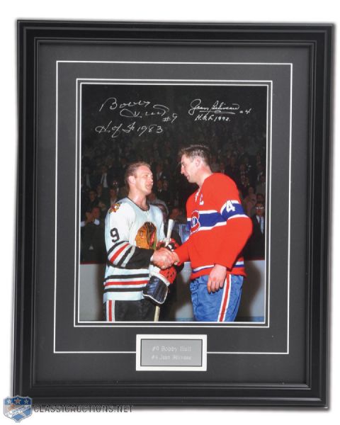 Jean Beliveau & Bobby Hull Autographed Framed Photo Display (22" x 18")
