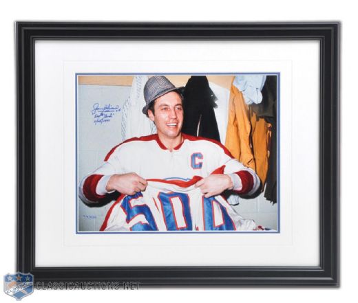Jean Beliveaus 500th Goal Signed Limited-Edition Framed Photo Display (18" x 22")