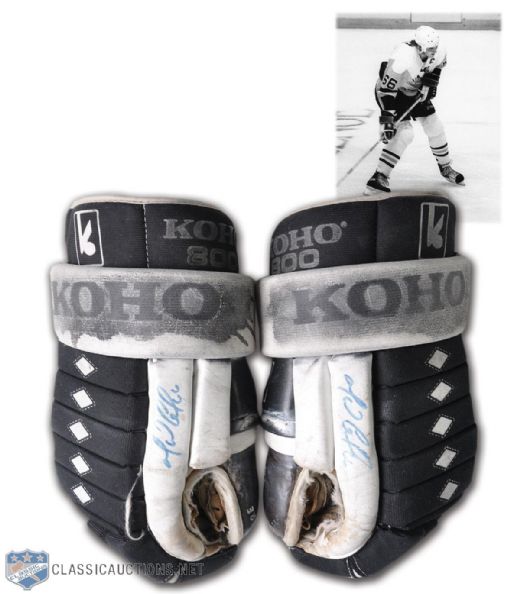 Mario Lemieuxs Pittsburgh Penguins Late-1980s Signed Game-Used Koho Gloves