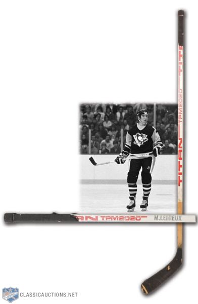 Mario Lemieuxs 1984-85 Pittsburgh Penguins Rookie Season Game-Used Titan Stick