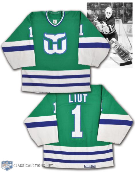 Mike Liuts 1989-90 Hartford Whalers Game-Worn Jersey - Video & Photo-Matched!