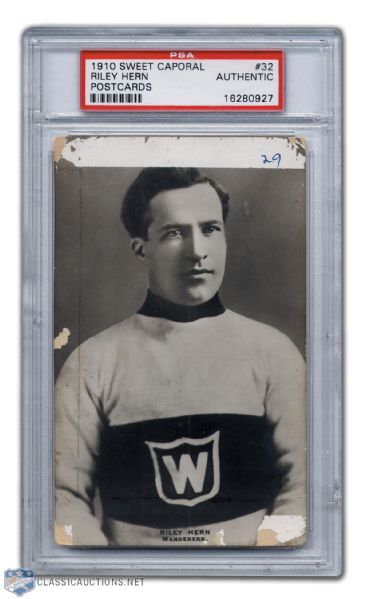 1910-11 Sweet Caporal Postcard #32 Montreal Wanderers Riley Hern - Graded PSA Authentic